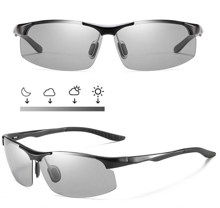 Men's Polarized Rimless Rectangle 'The Brown 202' Metal Sunglasses