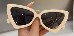 Women's Fashion Cat Eye 'Black Mocha' Plastic Sunglasses