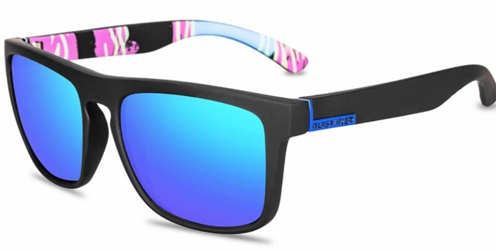 Unisex Square Polarized 'Raven' Plastic Sunglasses