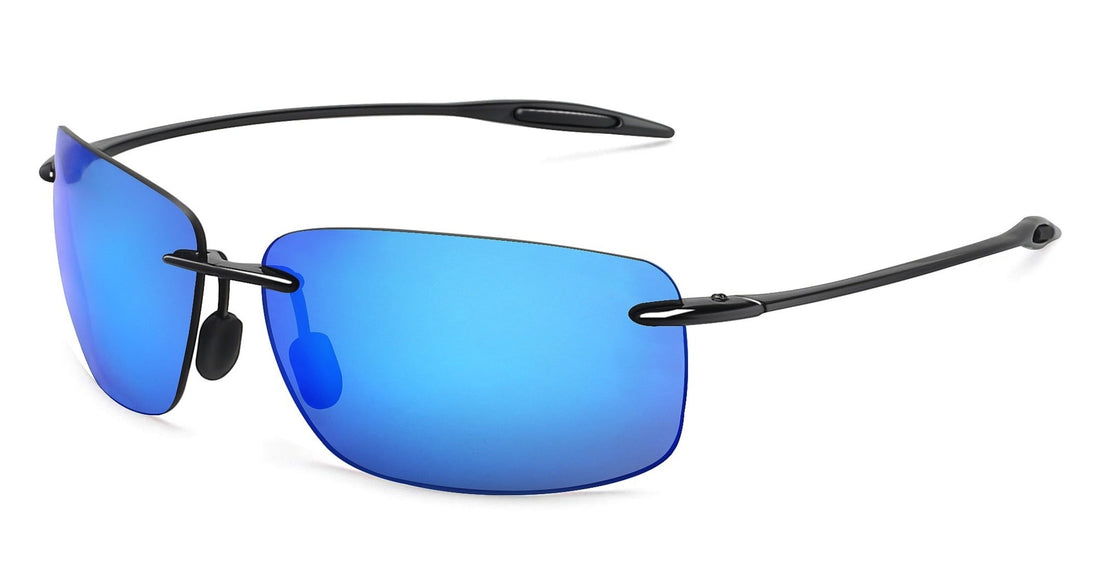 Men's Sports Rimless Rectangle 'Tiger Look' Plastic Sunglasses