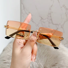 Women's Rimless '90's Vibes' Rectangle Sunglasses