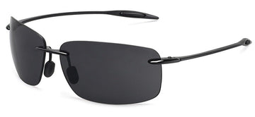 Men's Sports Rimless Rectangle 'Tiger Look' Plastic Sunglasses