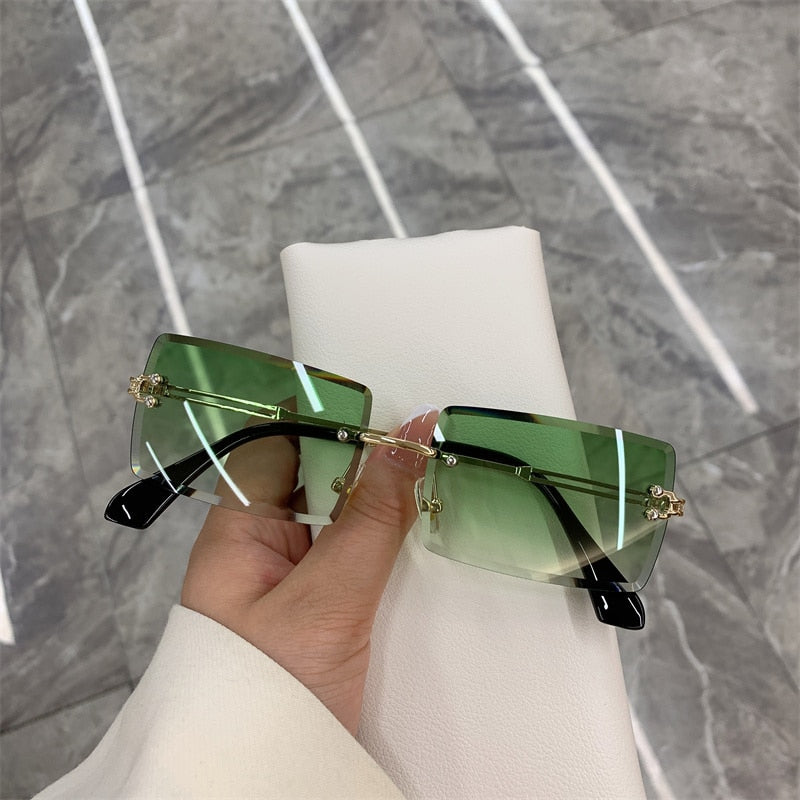 Women's Rimless '90's Vibes' Rectangle Sunglasses