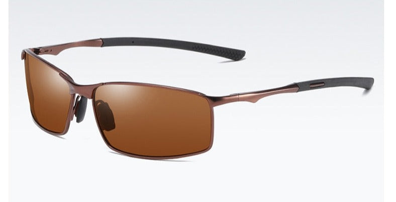 Men's Polarized Rectangle 'Cork Bay' Metal Sunglasses