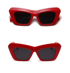 Women's Retro Jelly Frame 'Block Dash' Cat Eye Sunglasses