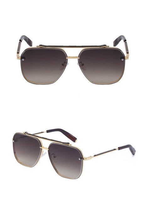 Men's Luxury Square 'Trinity Square' Metal Sunglasses