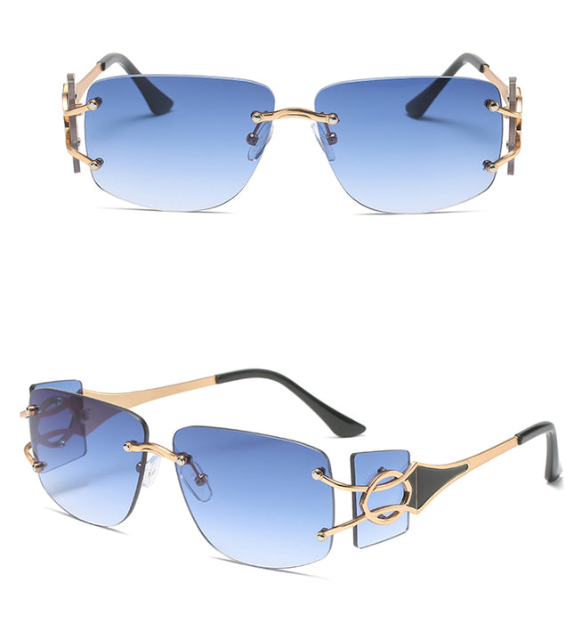 Unisex Shield Square 'Double Sided' Metal Sunglasses