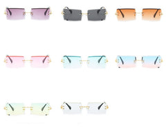 Women's Rectangular 'Pajama' Metal Sunglasses