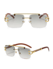 Women's Retro Square 'Hard Court' Wooden Sunglasses