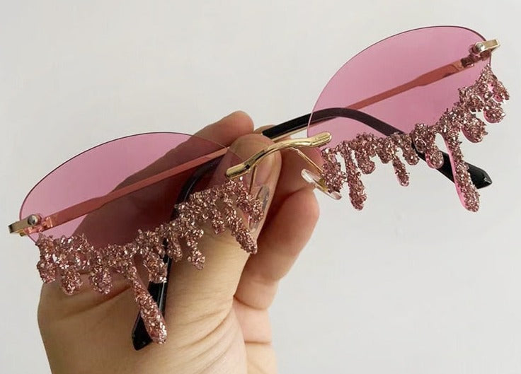 Women's Rimless Small Oval 'Dihya' Plastic Sunglasses