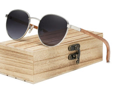 Men's Polarized Round 'Zoho' Wooden Sunglasses