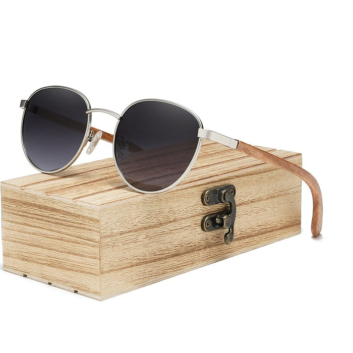 Men's Round 'Renz' Wooden Sunglasses