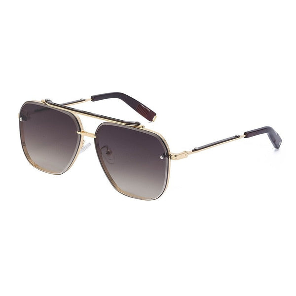 Men's Luxury Square 'Trinity Square' Metal Sunglasses