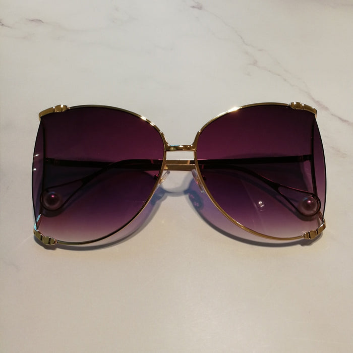 Women's Vintage Oversized 'Sunstone' Metal  Sunglasses