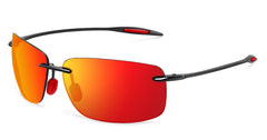 Men's Sports Rimless Rectangle 'Tiger Look' Plastic Sunglasses