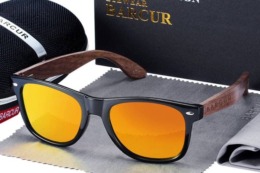 Men's Polarized Rectangle 'Bruno' Wooden Sunglasses