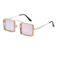 Unisex Trendy Square Steampunk 'Wild Stylish' Metal Sunglasses