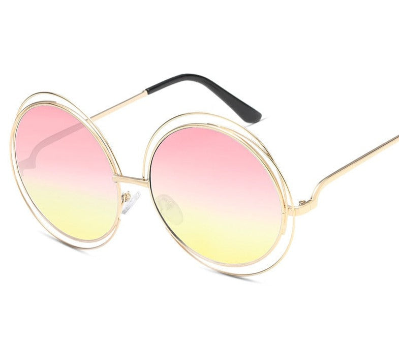 Women's Retro Oversized Round 'Diva Glaze' Plastic Sunglasses