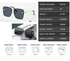 Women's Oversize Rimless 'Faze' Square Metal Sunglasses