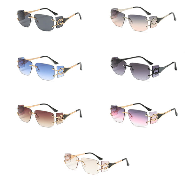 Unisex Shield Square 'Double Sided' Metal Sunglasses