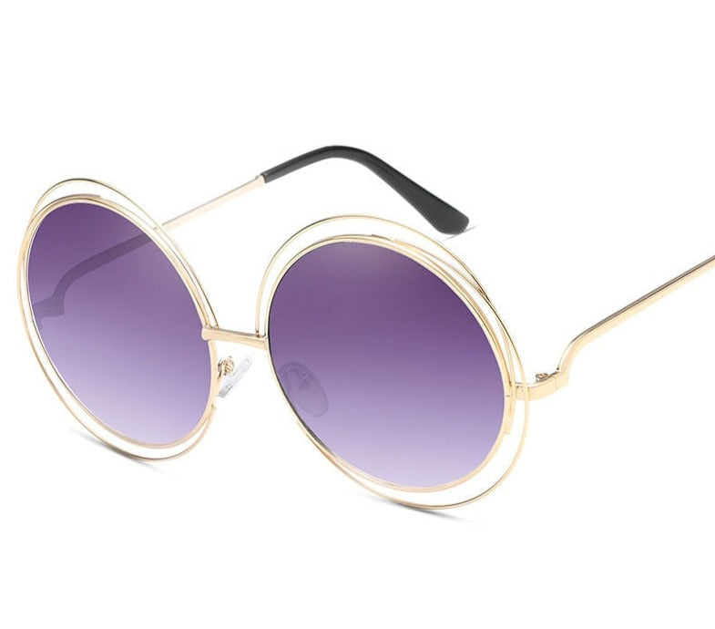 Women's Retro Oversized Round 'Diva Glaze' Plastic Sunglasses