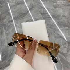 Women's Rimless '90's Vibes' Rectangle Sunglasses