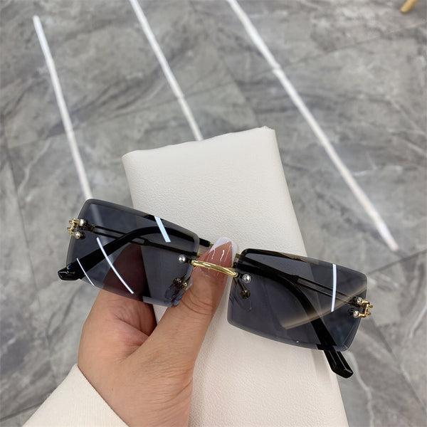 Women's Rimless '90's Vibes' Rectangle Sunglasses