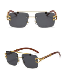 Women's Retro Square 'Hard Court' Wooden Sunglasses