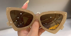 Women's Fashion Cat Eye 'Black Mocha' Plastic Sunglasses