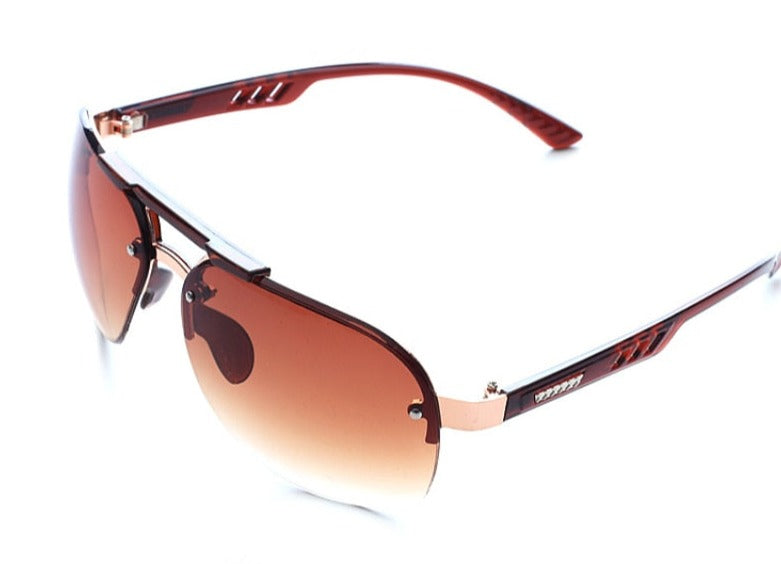 Unisex Rimless Rectangle 'Bron ' Metal Sunglasses Sunglasses