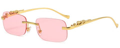 Women's Rimless Rectangle  'Aberr' Metal Sunglasses