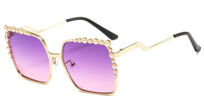 Women's Oversize 'Crystal Shine' Metal Sunglasses