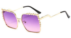 Women's Oversize 'Crystal Shine' Metal Sunglasses