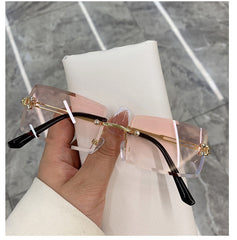 Women's Rimless '90's Vibes' Rectangle Sunglasses