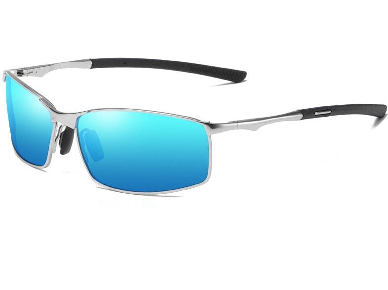 Unisex Polarized Rectangle 'Terminator' Metal Sunglasses