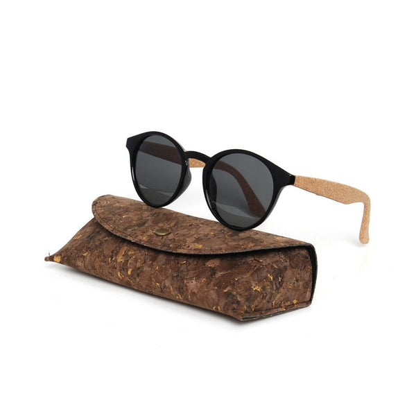 Men's Round Polarized 'Carlow' Wooden Sunglasses