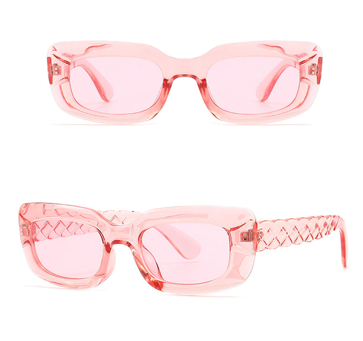 Women's Clear Square 'Fish Scale' Plastic Sunglasses