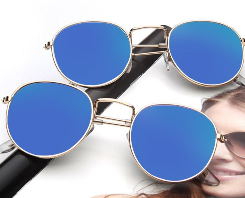 Women's Oval 'Sky Blue' Metal Sunglasses