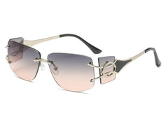 Unisex Shield Square 'Double Sided' Metal Sunglasses