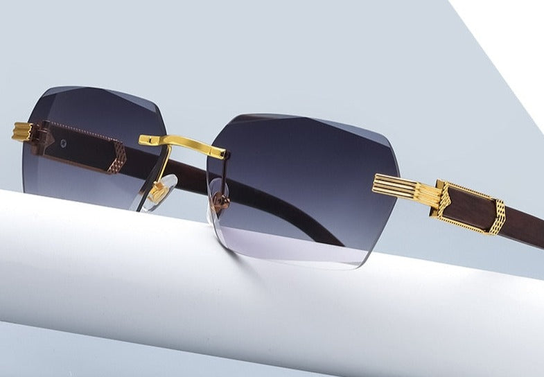 Men's Rimless Square 'Sultan' Plastic Sunglasses