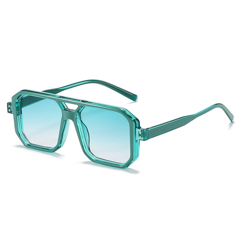 Women's Double Bridges Square 'Rocking 70's' Plastic Sunglasses