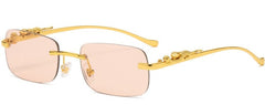 Women's Rimless Rectangle  'Aberr' Metal Sunglasses