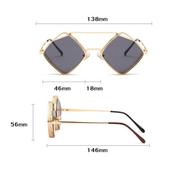 Unisex Retro Steampunk 'Pitch' Metal Sunglasses