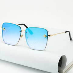 Women's Oversize Rimless 'Faze' Square Metal Sunglasses