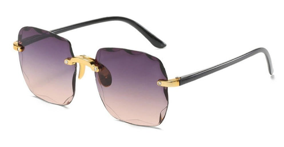 Women's Rimless Polygon 'Grizzly' Metal Sunglasses