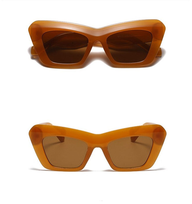 Women's Retro Jelly Frame 'Block Dash' Cat Eye Sunglasses