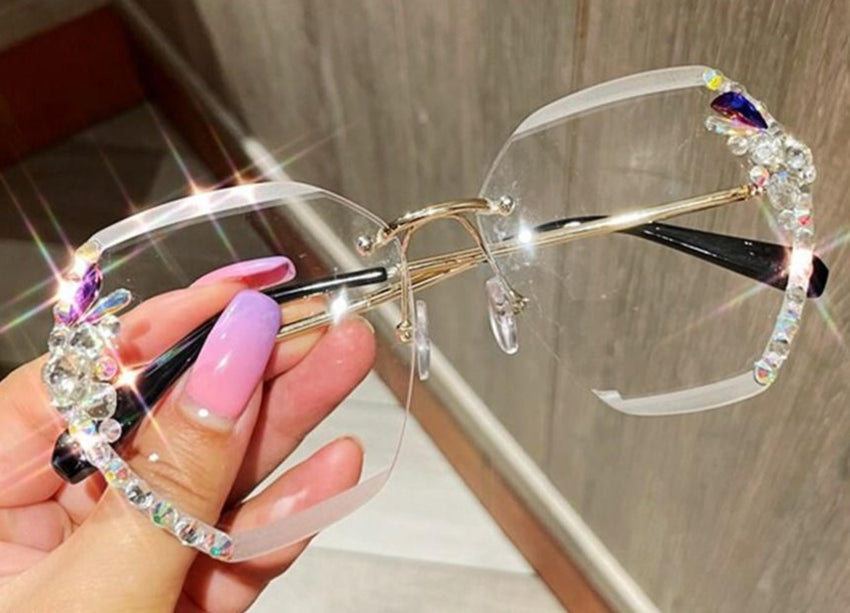 Women's Rimless Polygon 'Grizzly' Metal Sunglasses