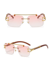 Women's Retro Square 'Hard Court' Wooden Sunglasses