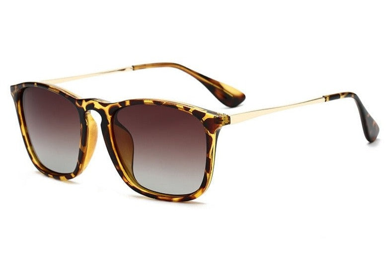 Women's Polarized Rectangle 'Benoite' Metal Sunglasses