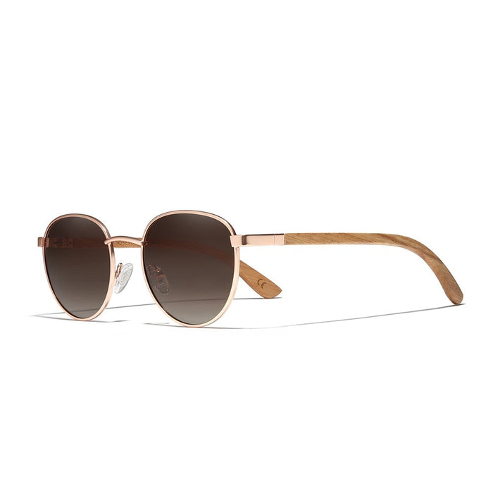 Unisex Polarized Round 'Fire' Handmade Wooden Sunglasses